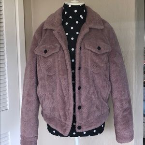 Nordstrom mauve fuzzy trucker jacket